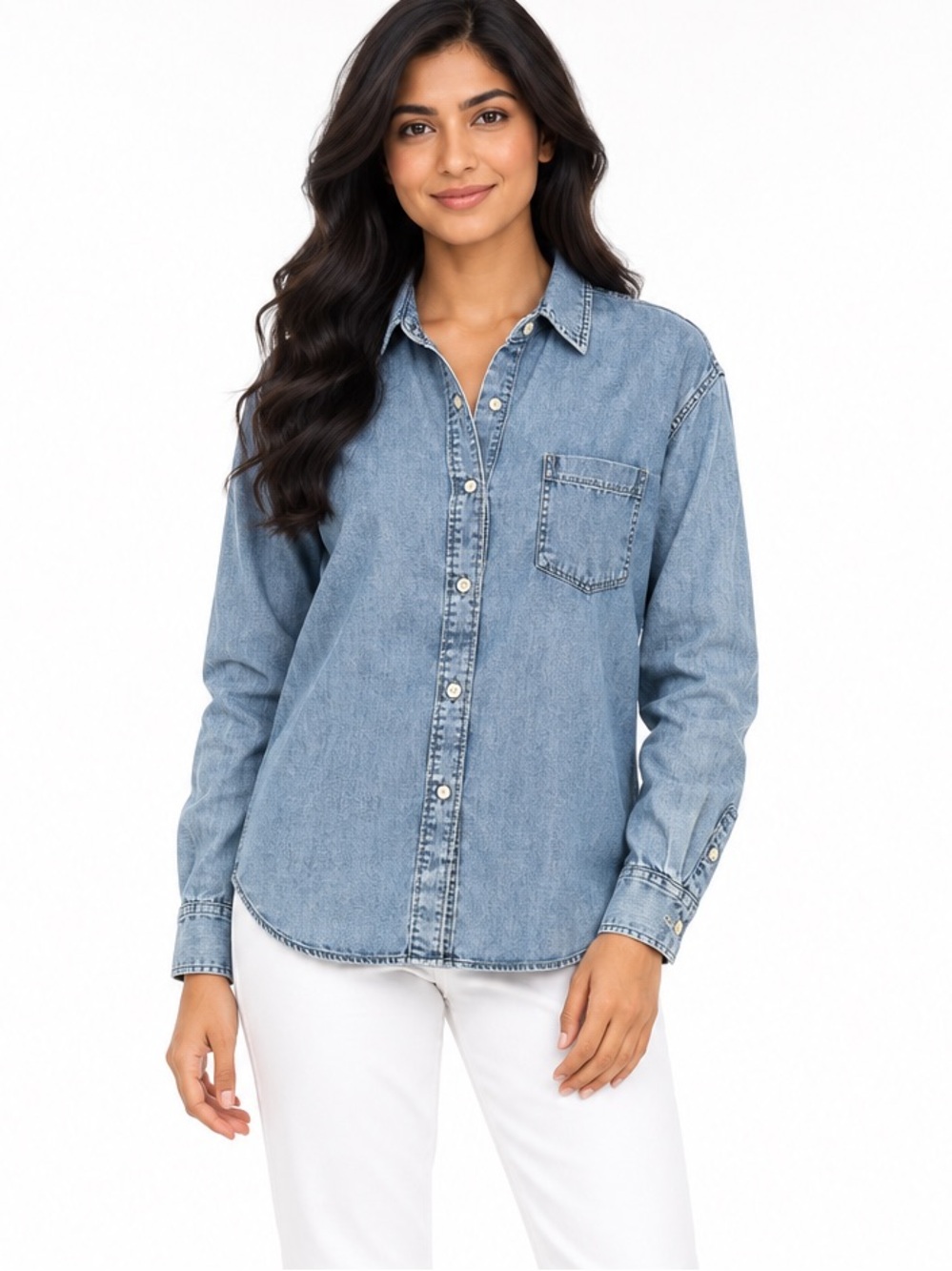 GAP Classic Light Wash Denim Shirt - Blue